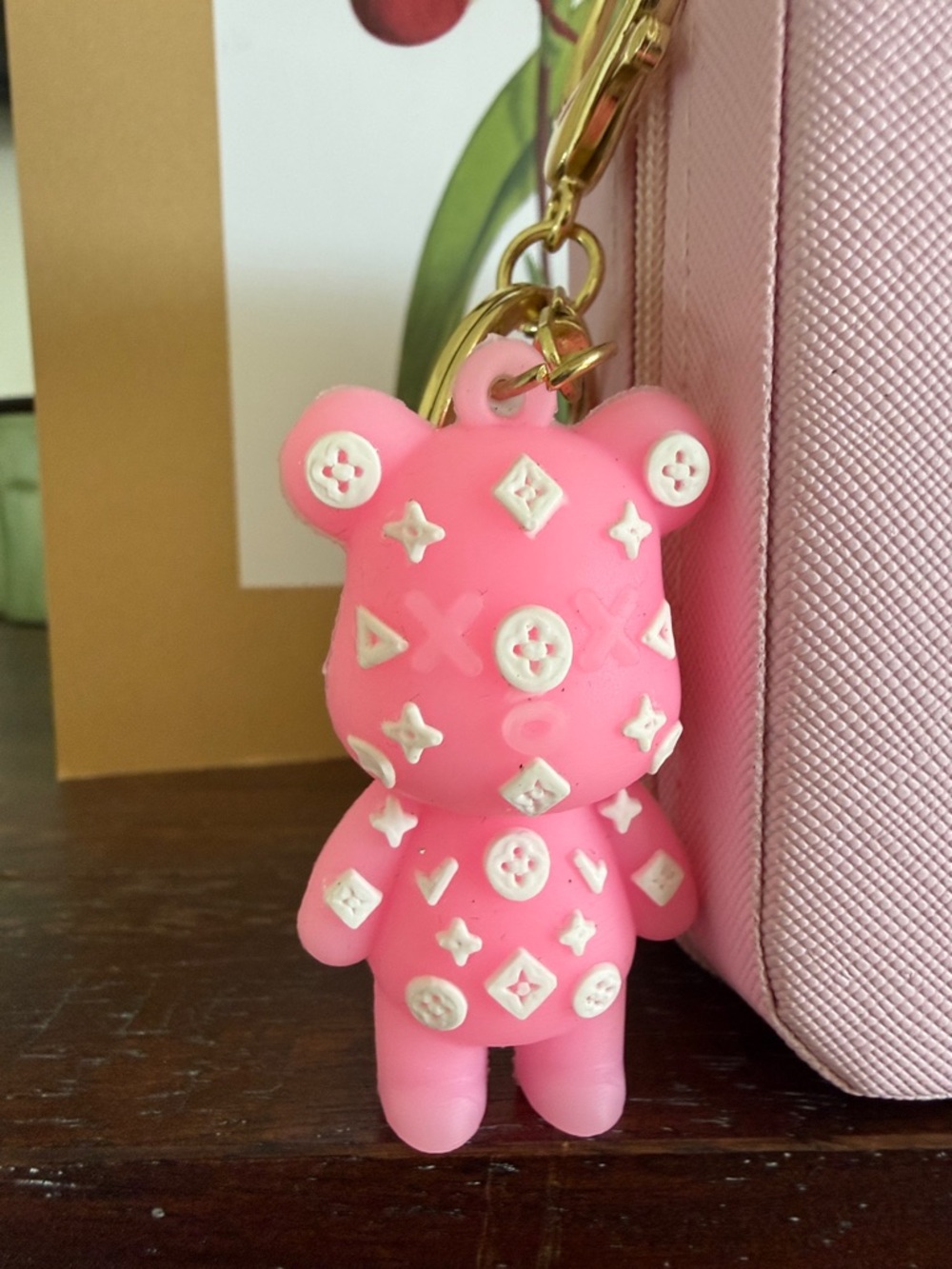 Pink bear charm & Square Zip jewelery organizer - Picture 2 of 7
